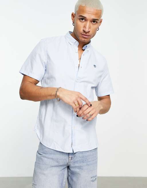 Timberland - Chemise unie à manches courtes - Bleu