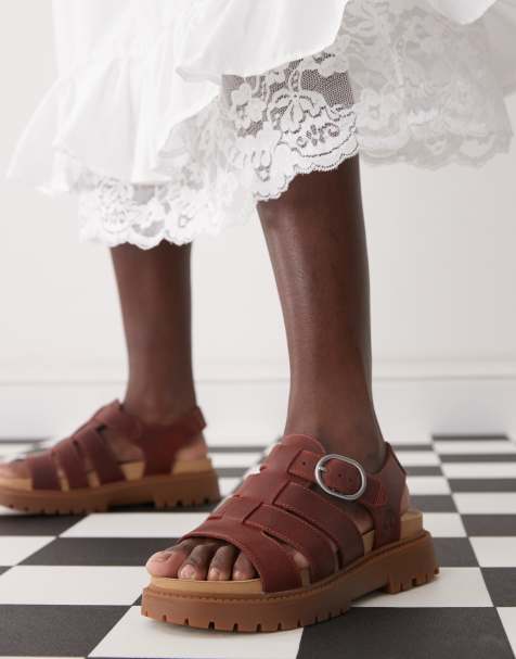 Timberland – Clairemont Way – Fischersandalen aus Leder in Burgunderrot - view 1