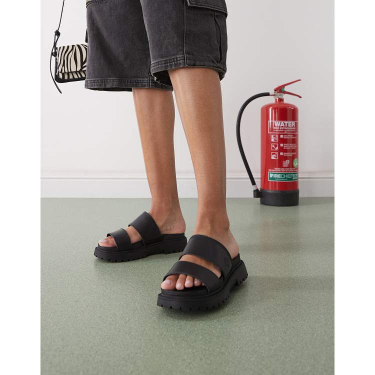 Timberland Clairemont Way sandals in black leather | ASOS