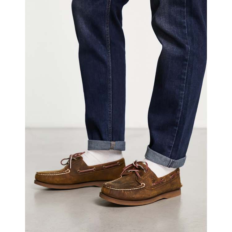 Janice de múltiples fines Alianza Timberland classic 2 eye boat shoes in brown full grain leather | ASOS