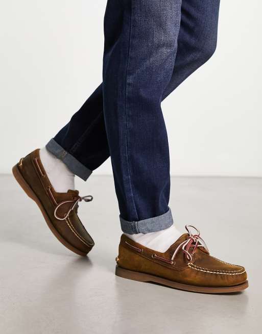 Timberland classic 2 eye boat shoes in brown full grain leather