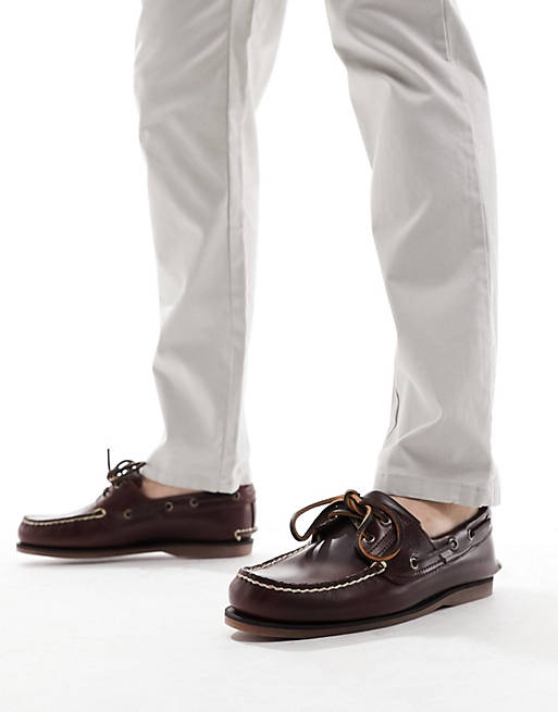 Timberland classic 2 eye boat shoes in brown leather | ASOS