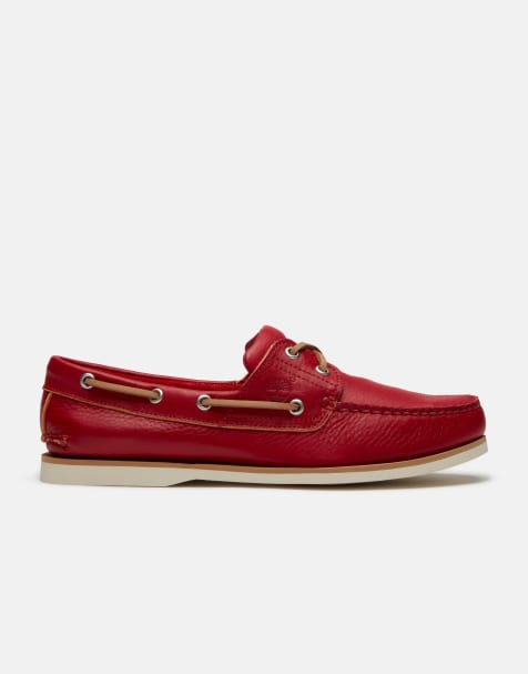 Timberland Classic boat shoe in medium red full grain - view 1