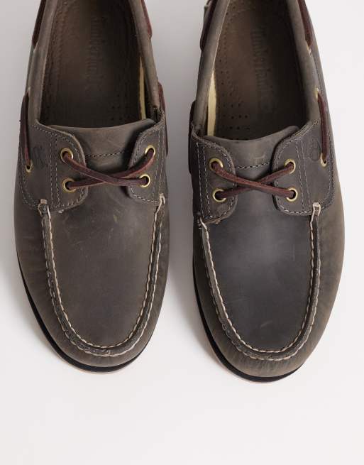 Timberland Classics 2 eye boat shoe in grey leather, 2 of 4