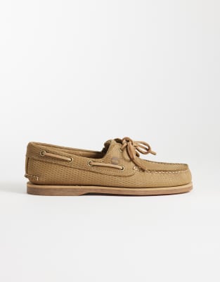  Classics 2 eye boat shoe in medium beige nubuck