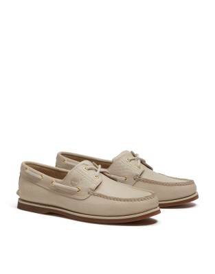 Classics 2 eye boat shoe in off white
