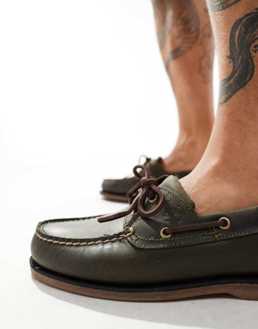 Timberland Classics 2 eye boat shoe in olive leather