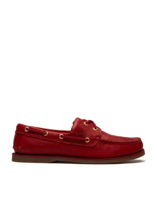 Timberland - Classics - Bootschoenen met 2 veteroogjes van volnerf leer in rood, 3 van 4