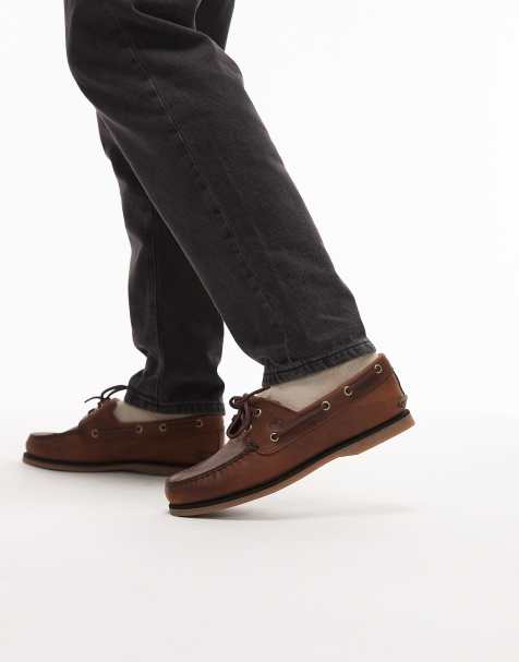 Timberland – Classics – Brązowe skórzane buty żeglarskie z dwoma rzędami oczek - view 1