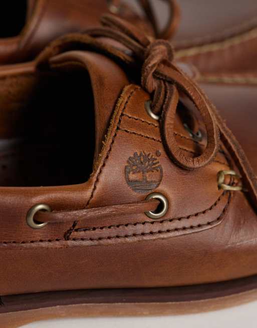 Timberland - Classics - Sejlersko i mellembrunt læder med 2 snørrehuller, 3 af 4