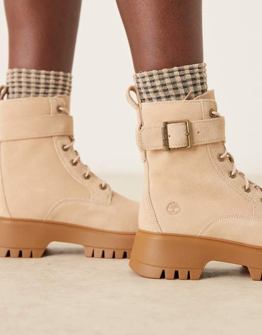 Timberland Cora Valley lace boots in light beige ASOS