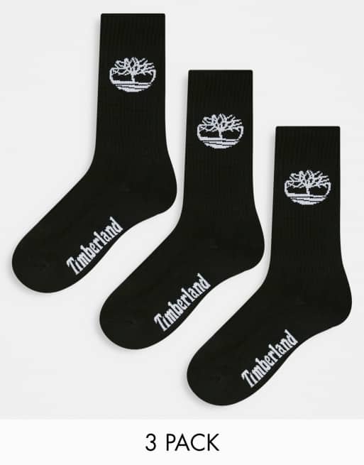 Timberland - Core - Confezione da 3 paia di calzini neri con logo doppio