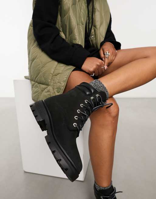 Timberland - Cortina Valley - Sorte 6-tommers snørestøvler i nubuck-læder