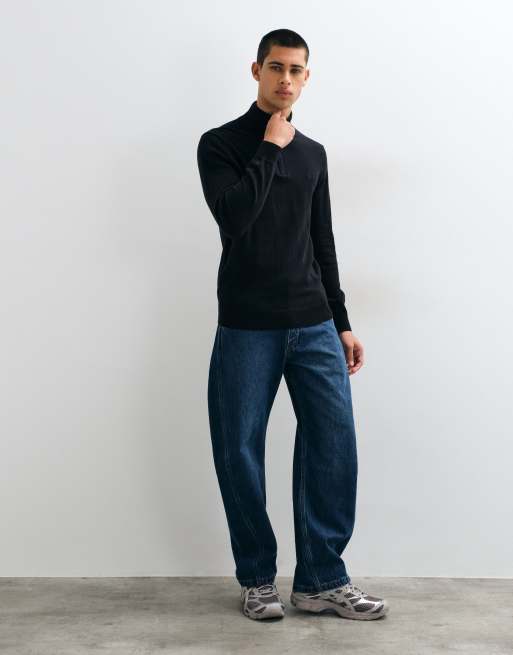 Timberland Cotton 1/4 zip sweater in black, 2 of 5