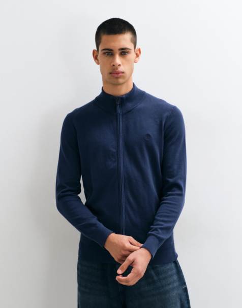 Timberland Cotton full zip sweater in naval academy - view 1