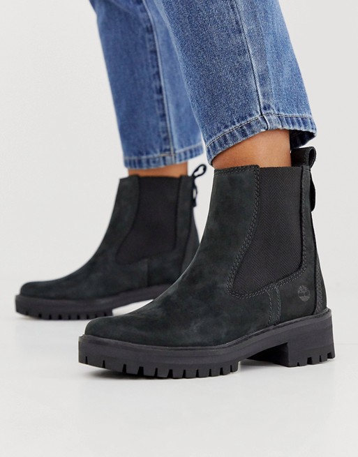 Timberland Courmayeur Valley black leather chelsea pull on ankle boots