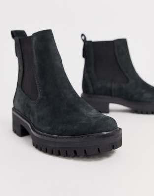 timberland courmayeur valley black leather chelsea pull on ankle boots