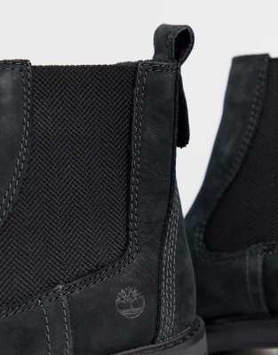 timberland courmayeur valley black leather chelsea pull on ankle boots