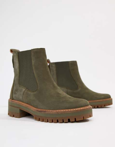 Timberland - Courmayeur Valley - Bottines chelsea en cuir sans lacets - Olive