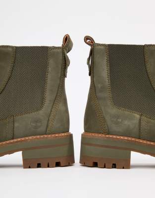 timberland courmayeur valley olive leather chelsea pull on ankle boots