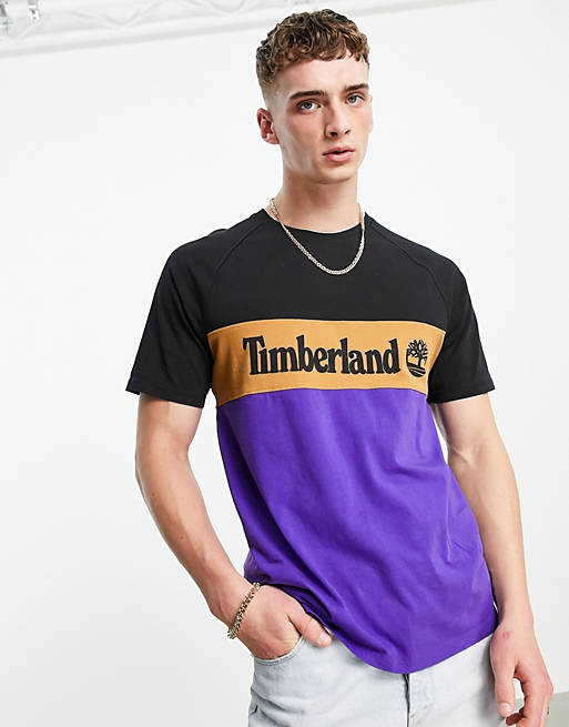 T-Shirts & Vests Timberland Cut and Sew t-shirt in black/ purple 