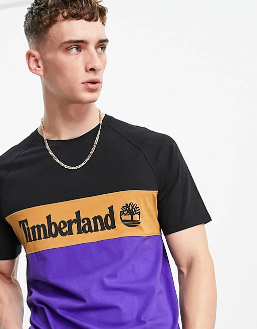 T-Shirts & Vests Timberland Cut and Sew t-shirt in black/ purple 