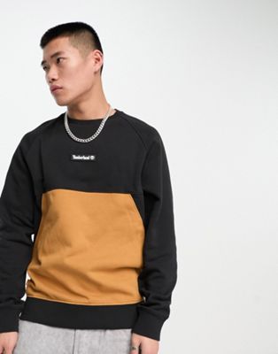 Timberland Cut & Sew sweatshirt in black/tan