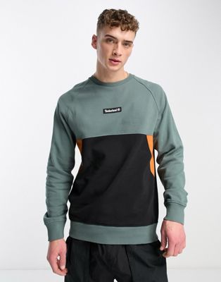 Timberland Cut & Sew sweatshirt in green/black