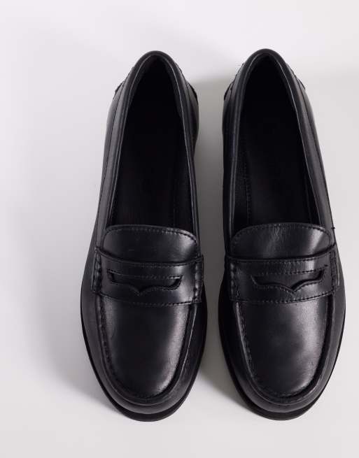 Timberland – Czarne klasyczne loafersy ze skóry licowej, 3 z 4