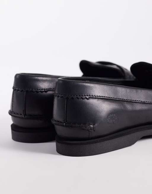 Timberland – Czarne klasyczne loafersy ze skóry licowej, 4 z 4