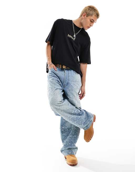 Timberland – Czarny T-shirt oversize z dużym logo z napisem na plecach – tylko w ASOS