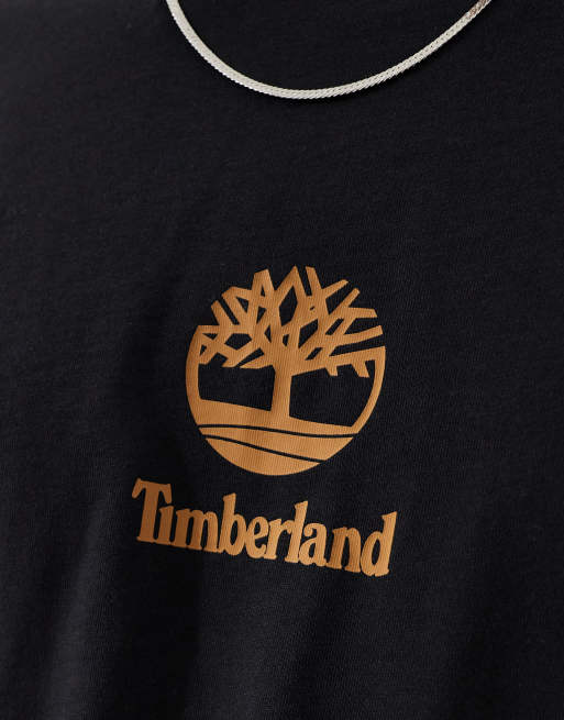 Timberland – Czarny T-shirt z małym logo na środku, 4 z 4