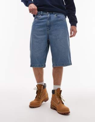 Timberland Timberland denim shorts in light wash indigo-Blue