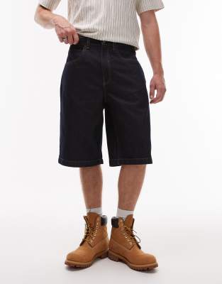 Timberland Timberland denim shorts in mid wash indigo-Navy