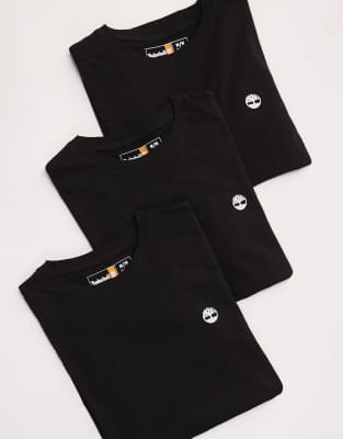 Timberland Timberland Dunstan 3 pack small chest logo t-shirts in black