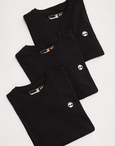 Timberland Dunstan 3 pack small chest logo t-shirts in black - view 1