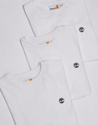Timberland - Dunstan - Lot de 3 t-shirts à petit logo - Blanc