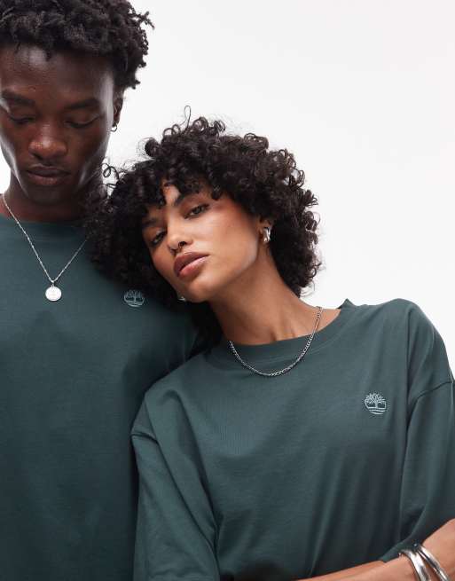 Timberland – Dunstan – Mörkgrön t-shirt i oversize med liten bröstlogga, 2 av 4
