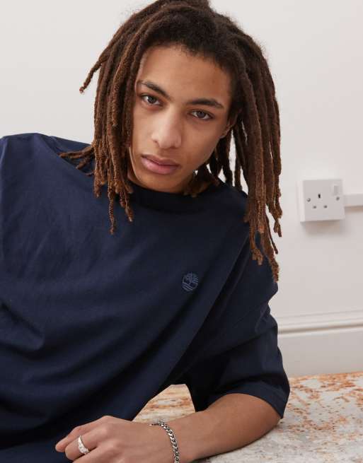 Timberland - Dunstan - Oversized T-shirt met klein logo op de borst in marineblauw, 2 van 4
