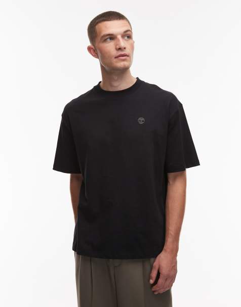Timberland - Dunstan - Oversized T-shirt met klein logo op de borst in zwart - view 1