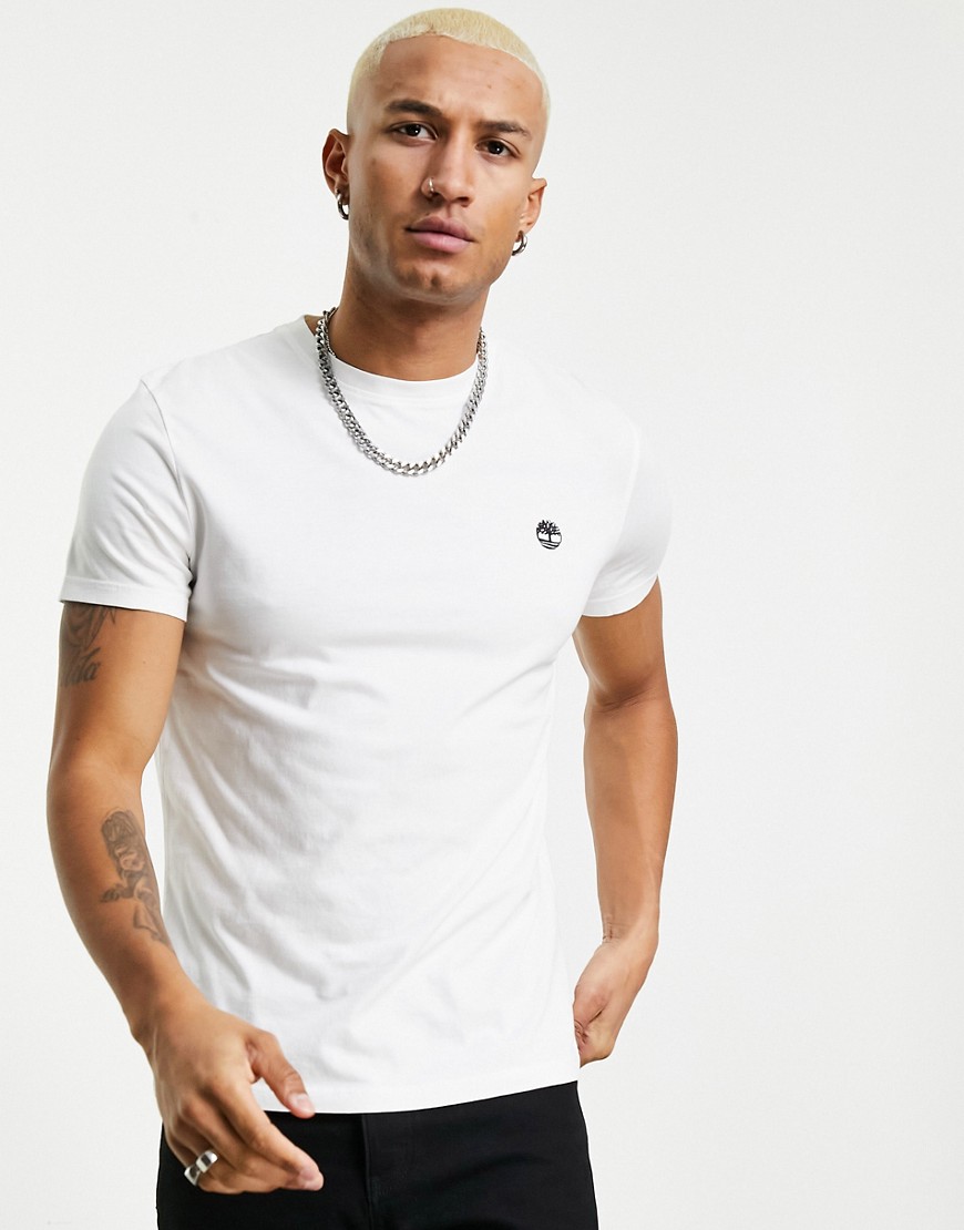 Timberland dunstan river left chest logo t-shirt in white