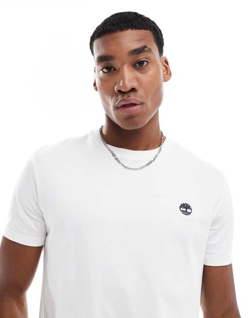 Timberland dunstan river left chest logo t-shirt in white | ASOS