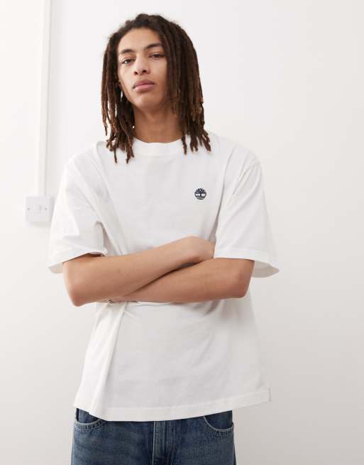 Timberland – Dunstan River – Oversize-T-Shirt in Weiß mit kleinem