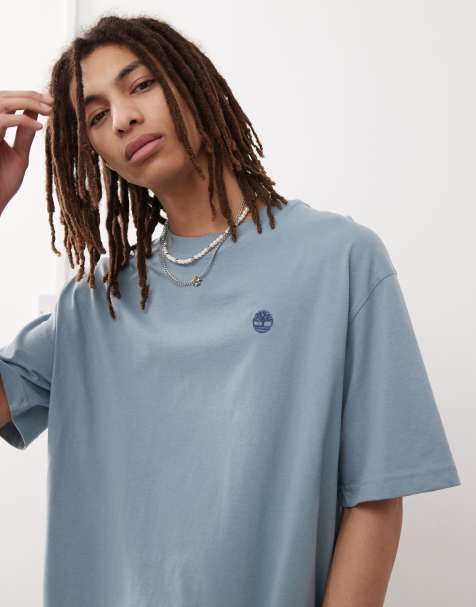 Timberland Dunstan River small logo oversized t-shirt in light blue - view 1