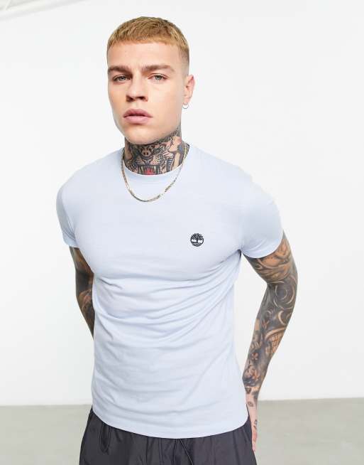 Timberland dunstan river small logo t-shirt in slim fit sky blue | ASOS