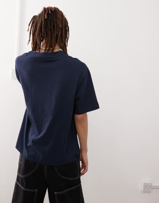 Timberland - Dunstan - T-shirt oversize blu navy con logo piccolo sul petto, 4 di 4