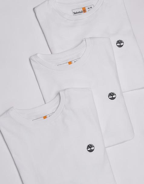 Timberland Dunstan 3 pack small chest logo t-shirts in white