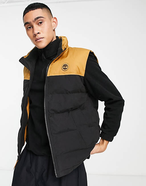 Relaxing Road house Addicted Timberland DWR Welch Mountain puffer vest in brown | ASOS
