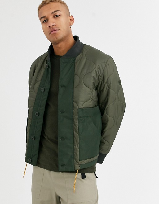 Timberland eco original quilted bomber jacket in khaki