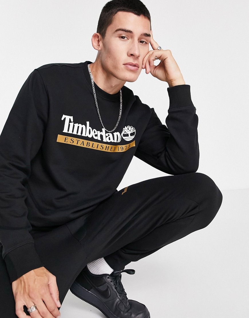 Timberland Established 1973 crew neck sweatshirt in black